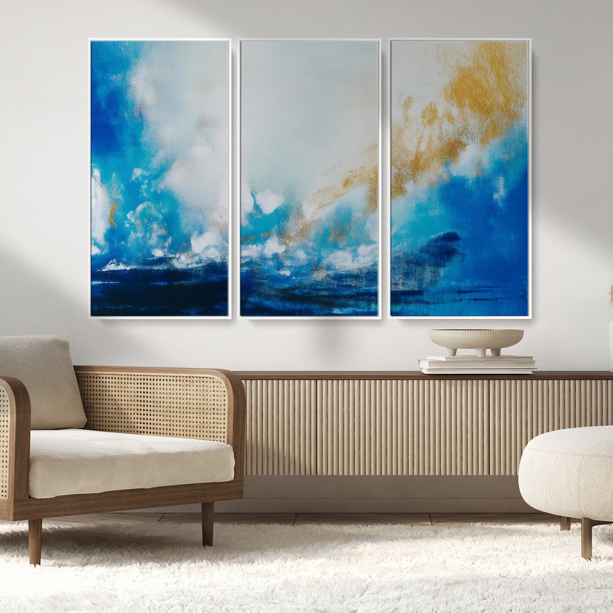 Blue Abstract Print - Dynamic Ocean-Inspired Canvas Wall Art
