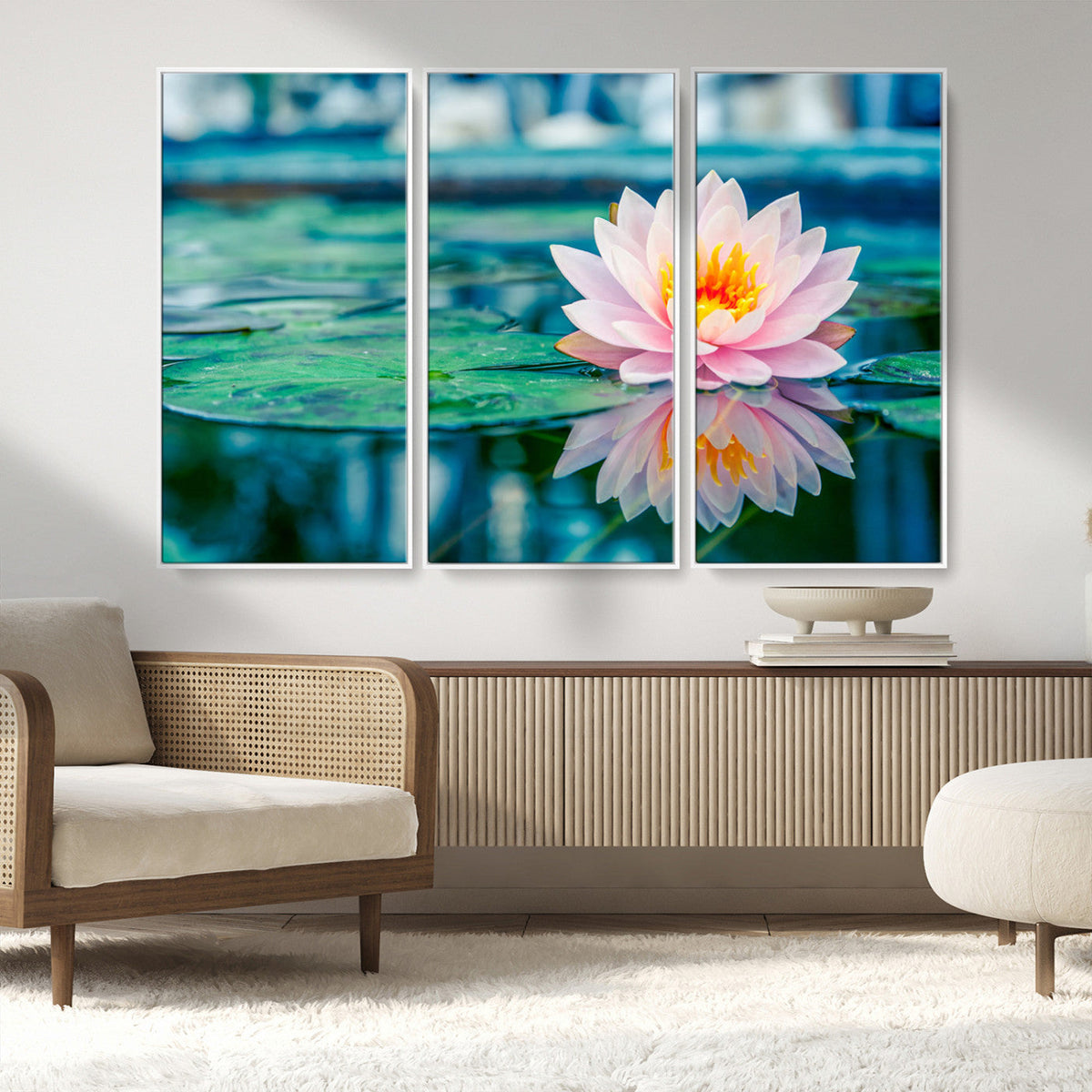 Lotus Flower Wall Art Canvas Print, Water Lily Large Wall
