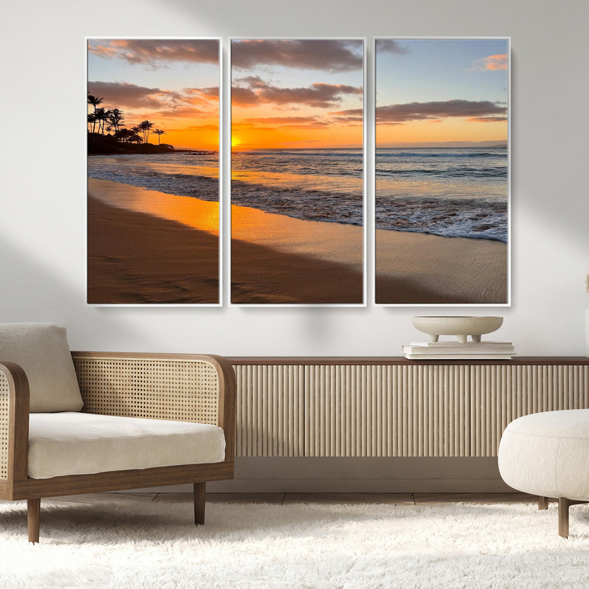 Sunset Wall Art Print - Stunning Beach Sunset Canvas Artwork