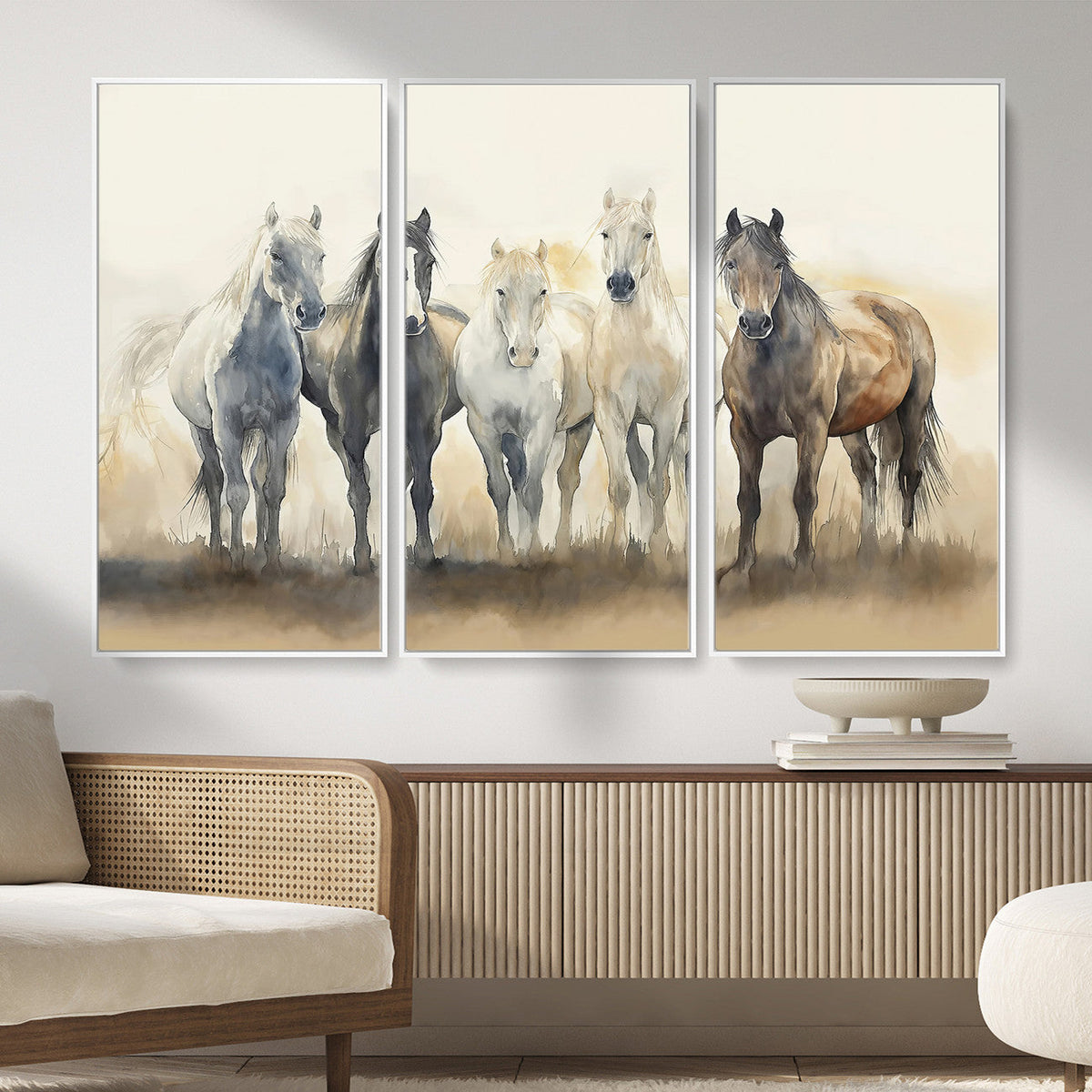 Wild Horses Wall Art Canvas Print, Framed Running Horses Art