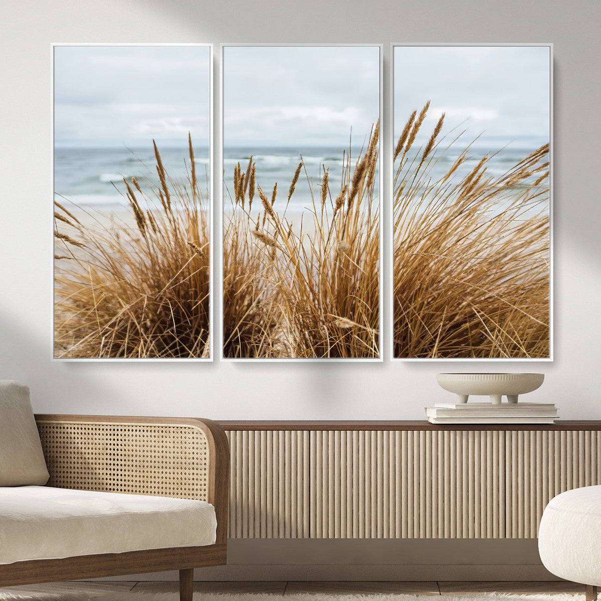 Beach Grass Wall Art Canvas Print – Framed Coastal Dunes Art