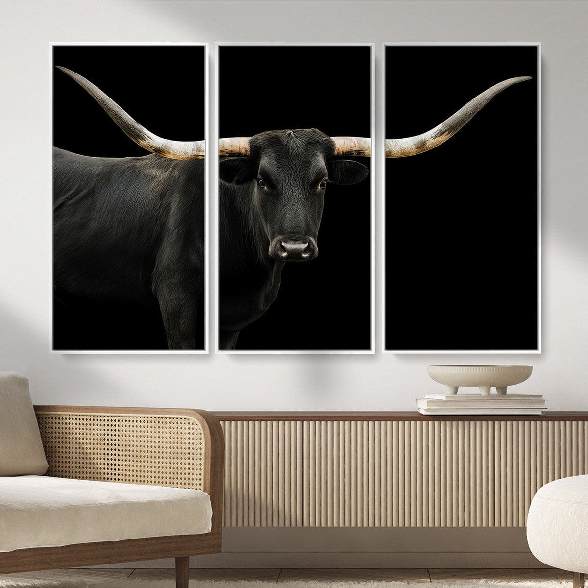 Longhorn Cattle Wall Art Canvas Print – Framed Texas Ranch