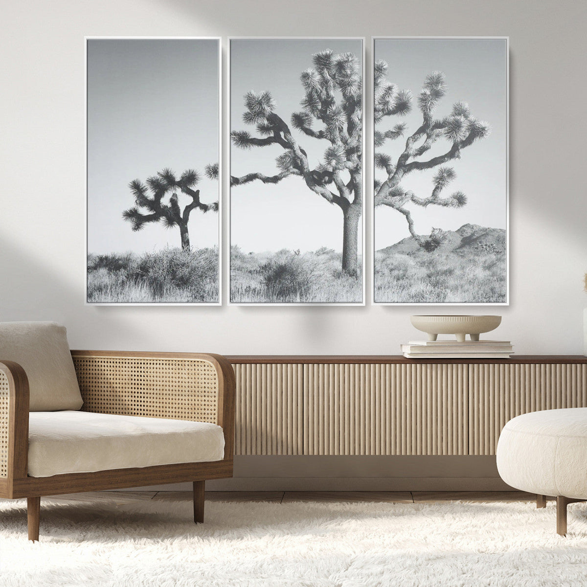 Joshua Tree Wall Art Canvas Print – Framed Black White