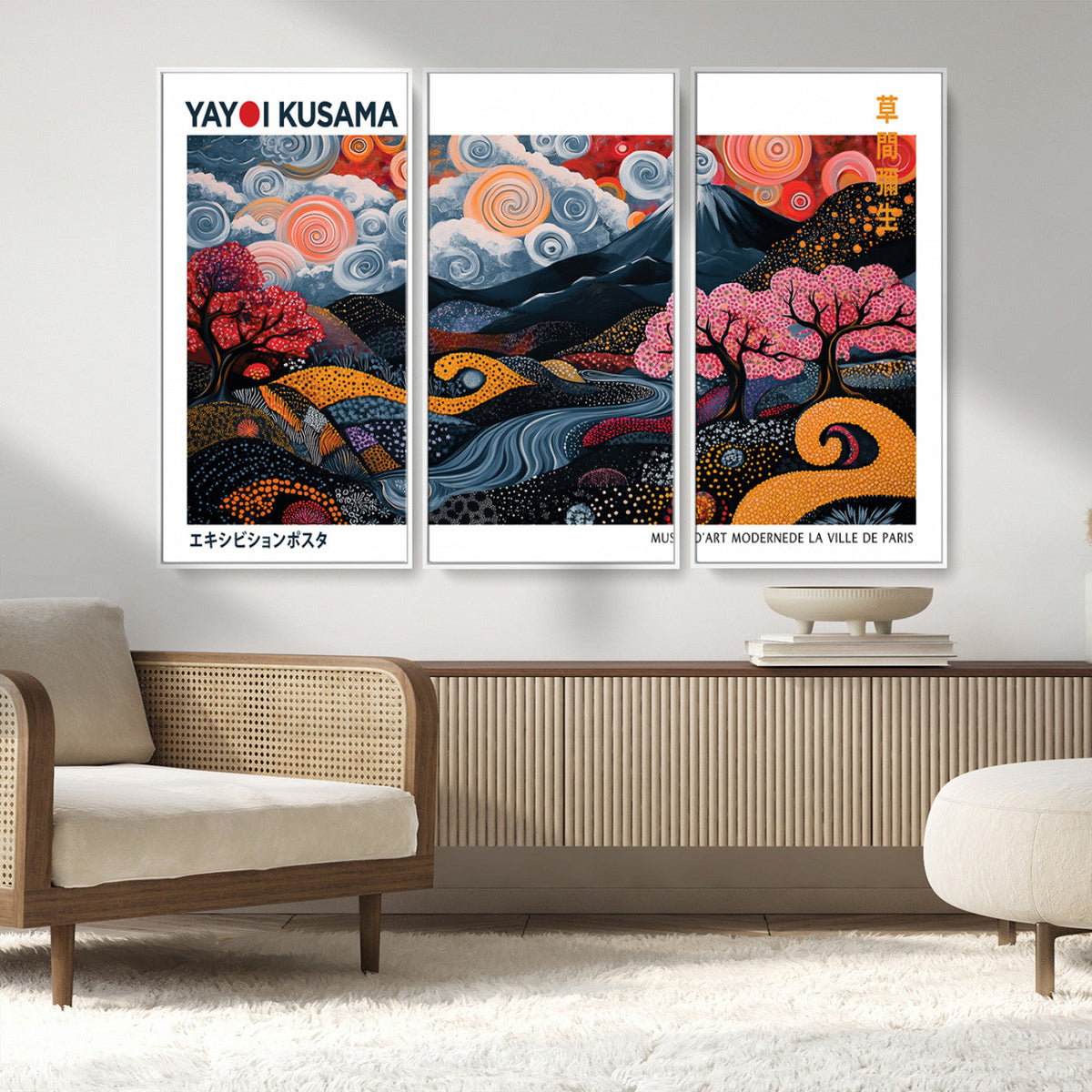 Modern Japanese Wall Art Canvas Print – Framed Abstract