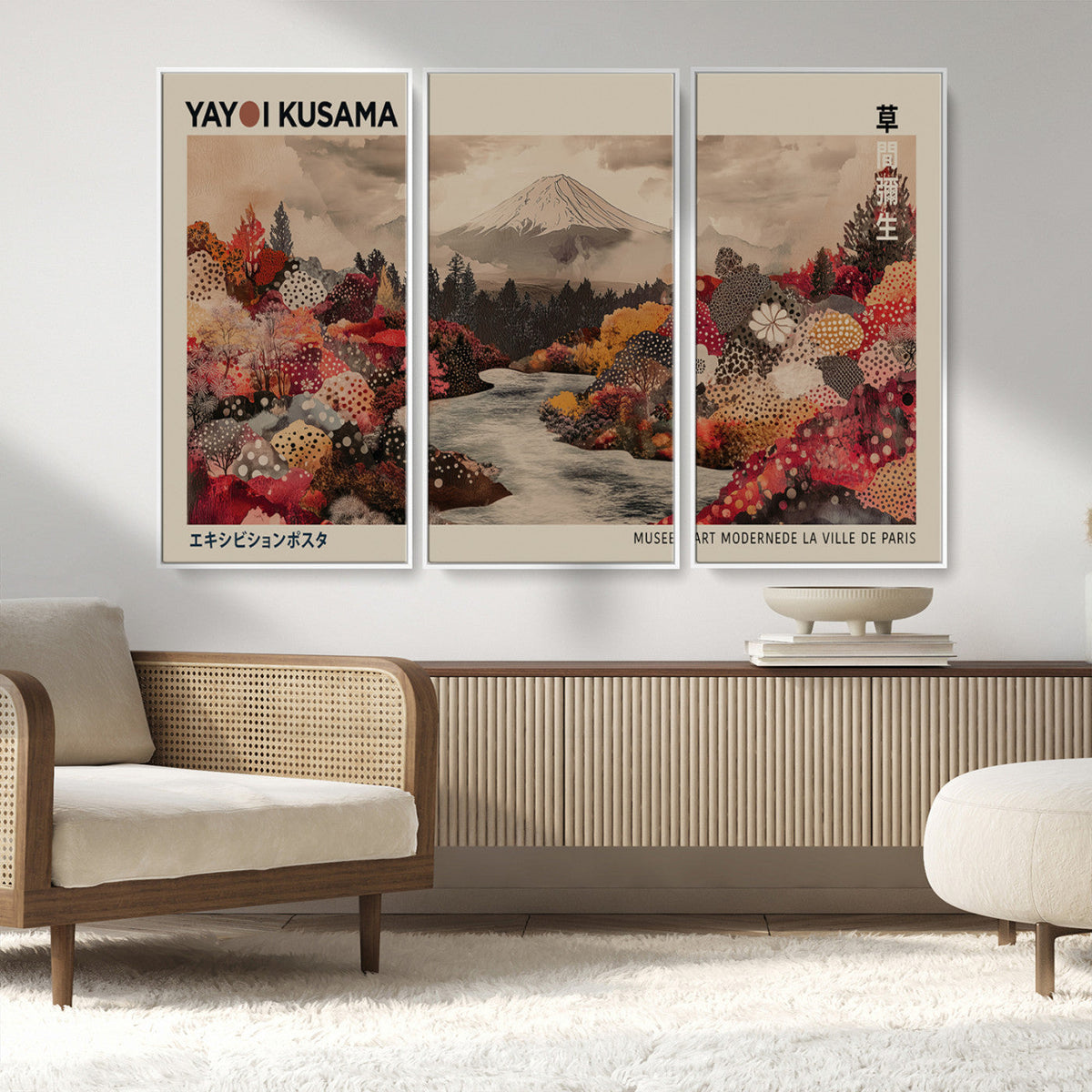 Modern Japanese Wall Art Canvas Print – Framed Abstract