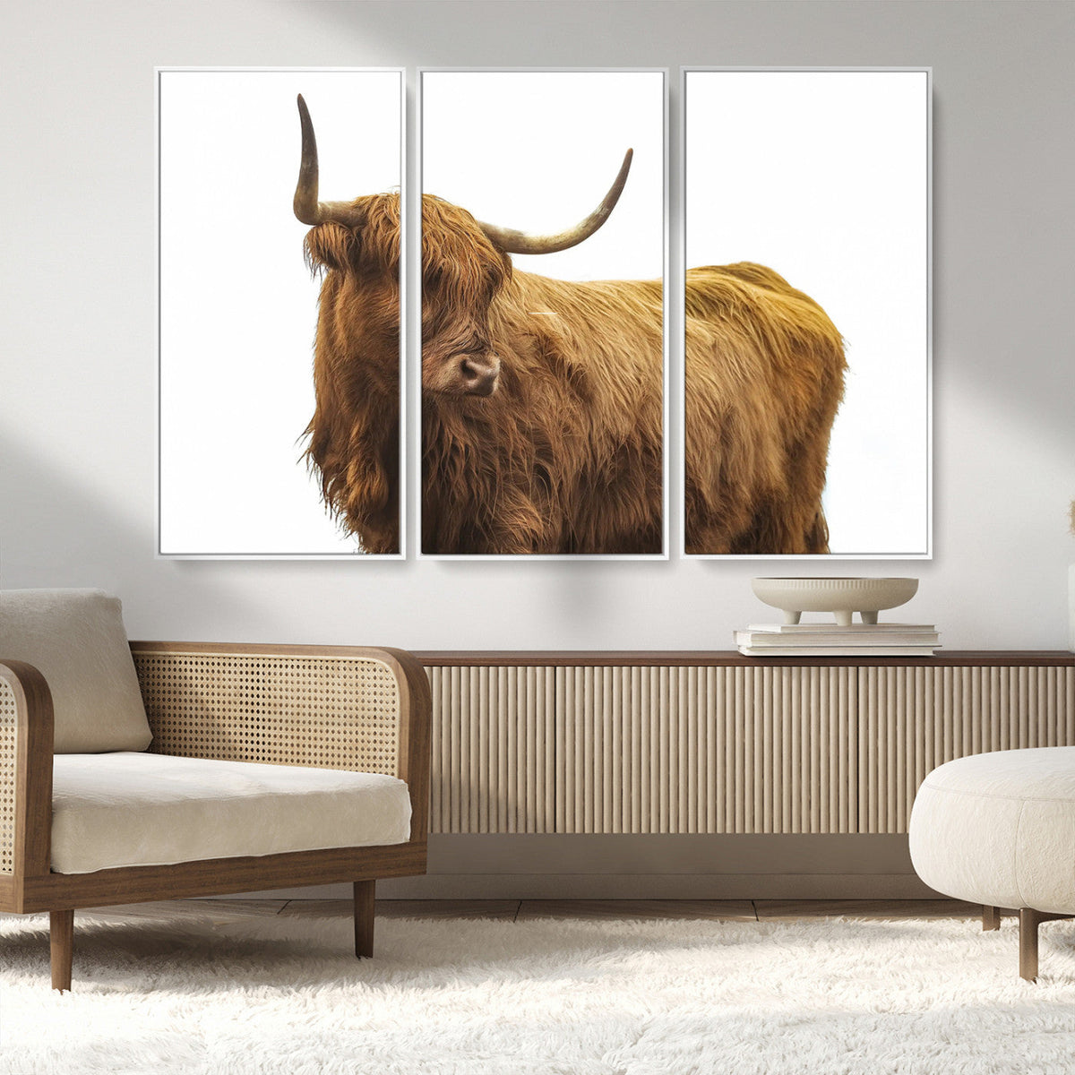 Highland Cow Wall Art Canvas Print – Framed Farmhouse Rustic
