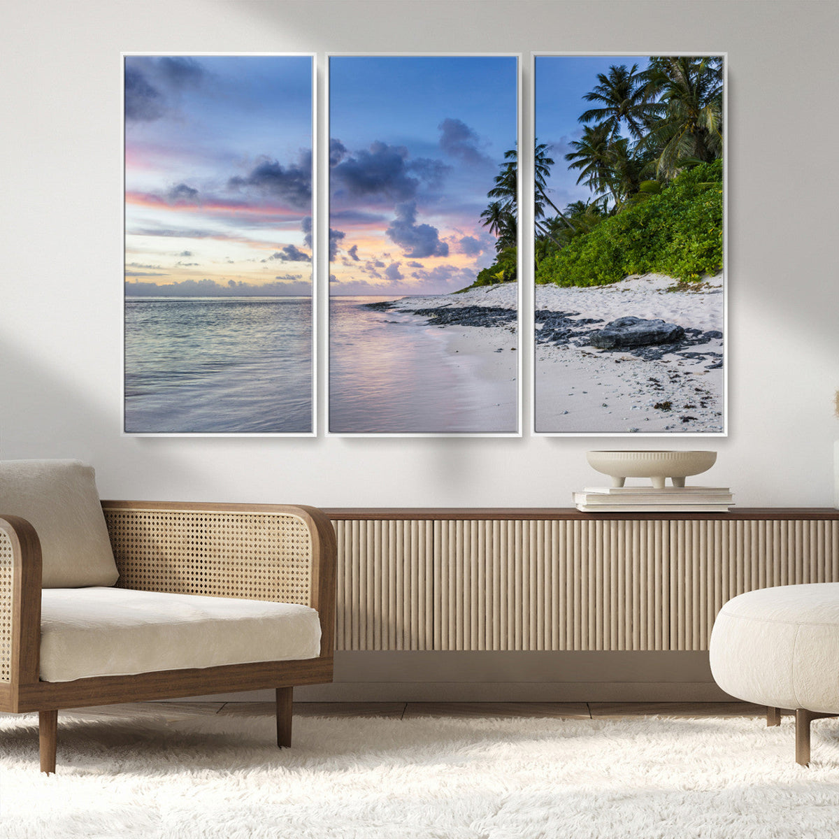Tropical Beach Wall Art Canvas Print – Framed Sunset Glow