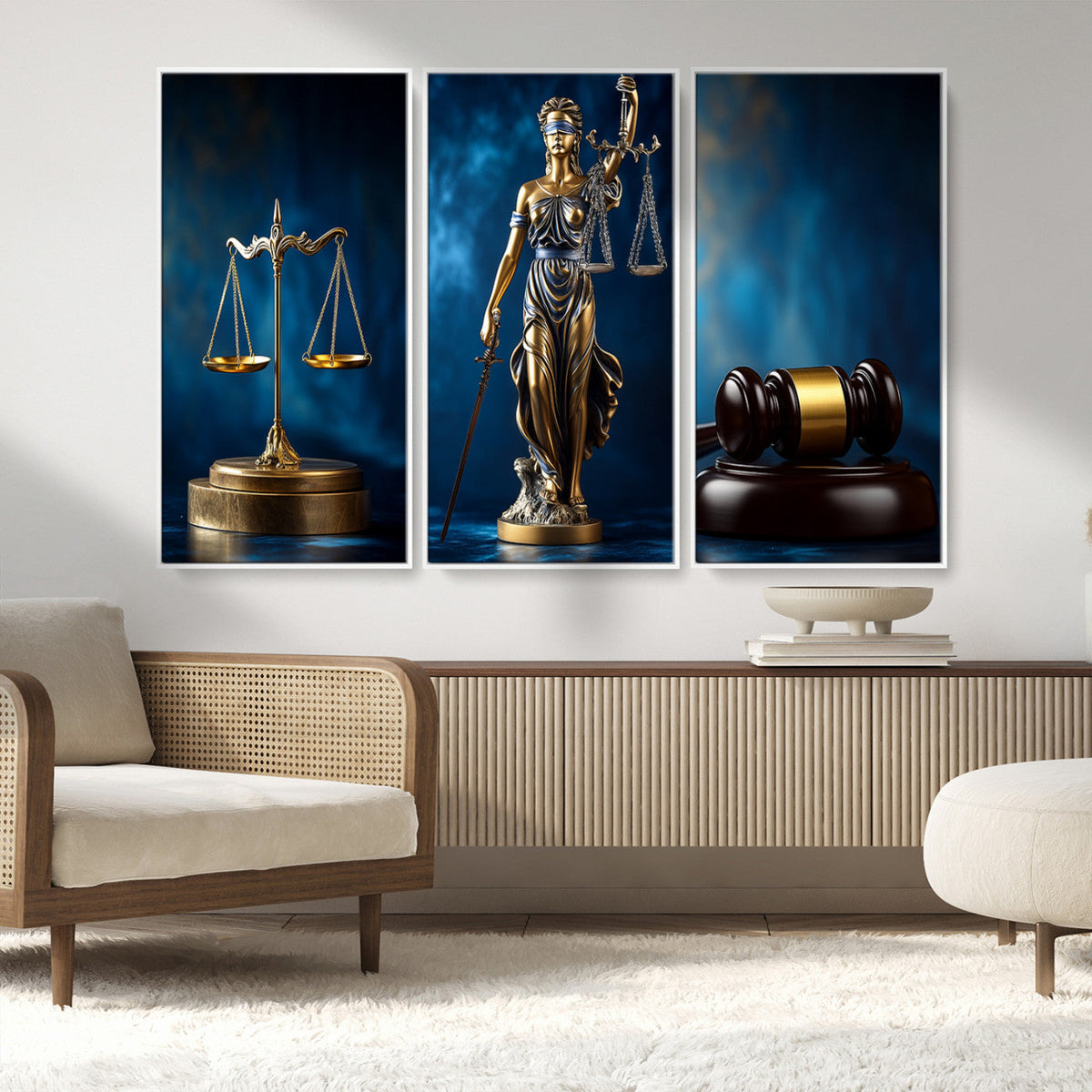 Lady Justice Wall Art Canvas Print – Elegant Gold Legal