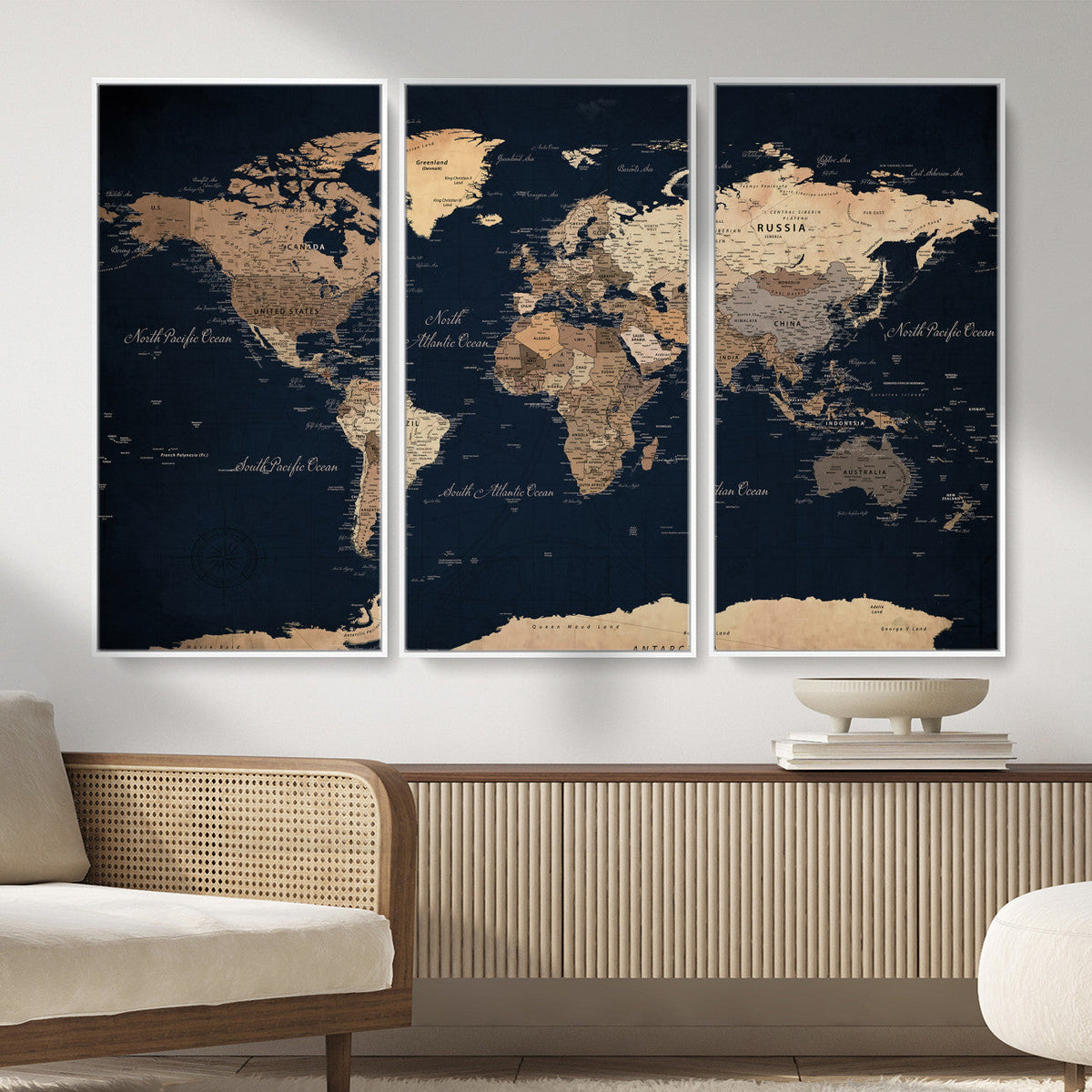 World Map Canvas Print – Detailed Map of the World Wall Art