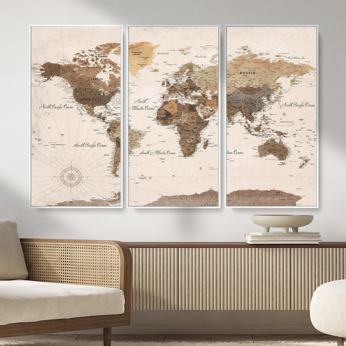 World Map Canvas Print – Framed Detailed Map of the World