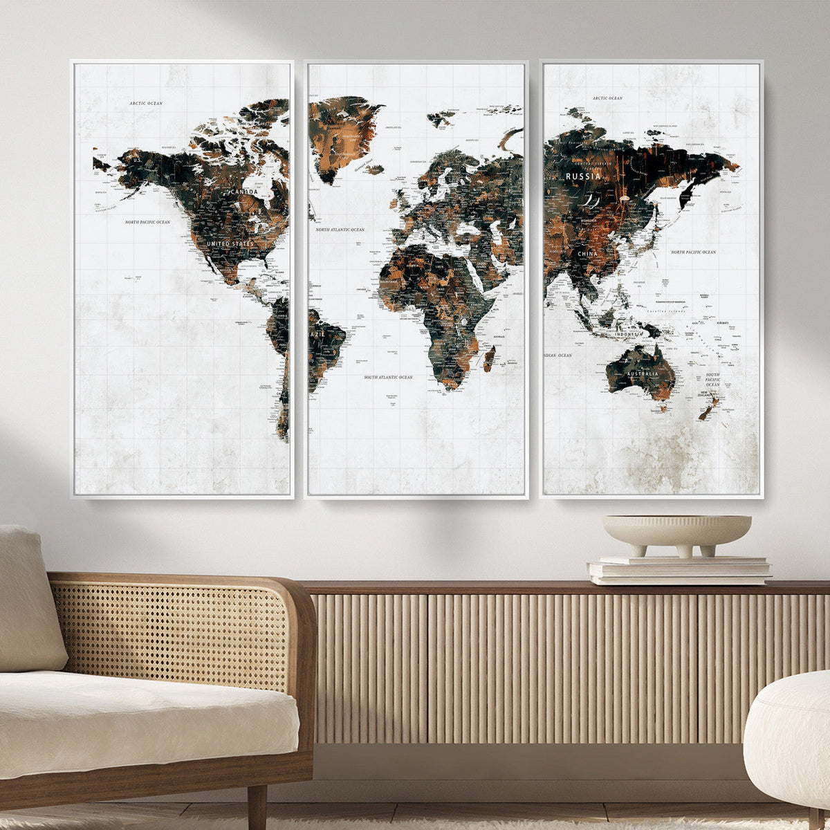 Large World Map Canvas Print – Framed Travel Map Wall Art