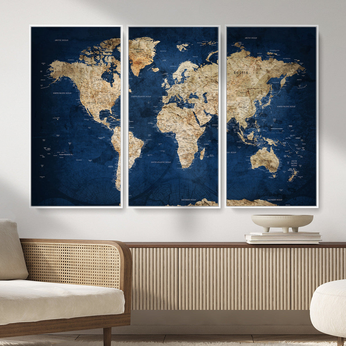 World Map Canvas Print – Framed Travel Map Wall Art for