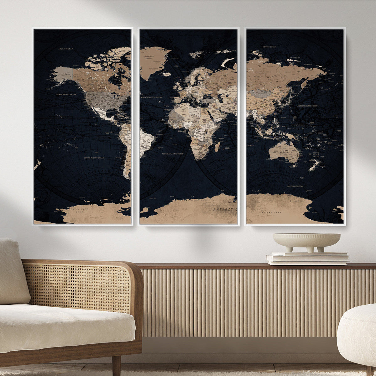 Grunge Wall Art World Map Canvas Print