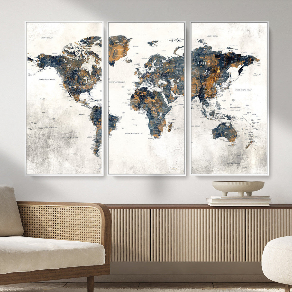 World Map Wall Art Canvas Print for Office Wall Decor