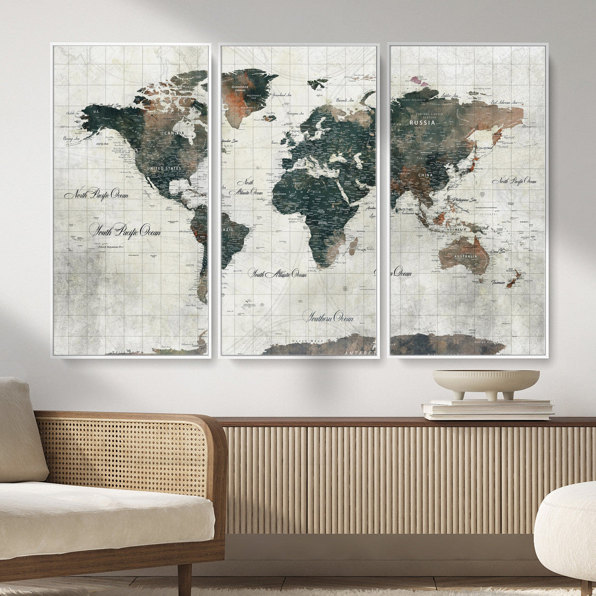 World Map Canvas Print – Framed Travel Map Wall Art for