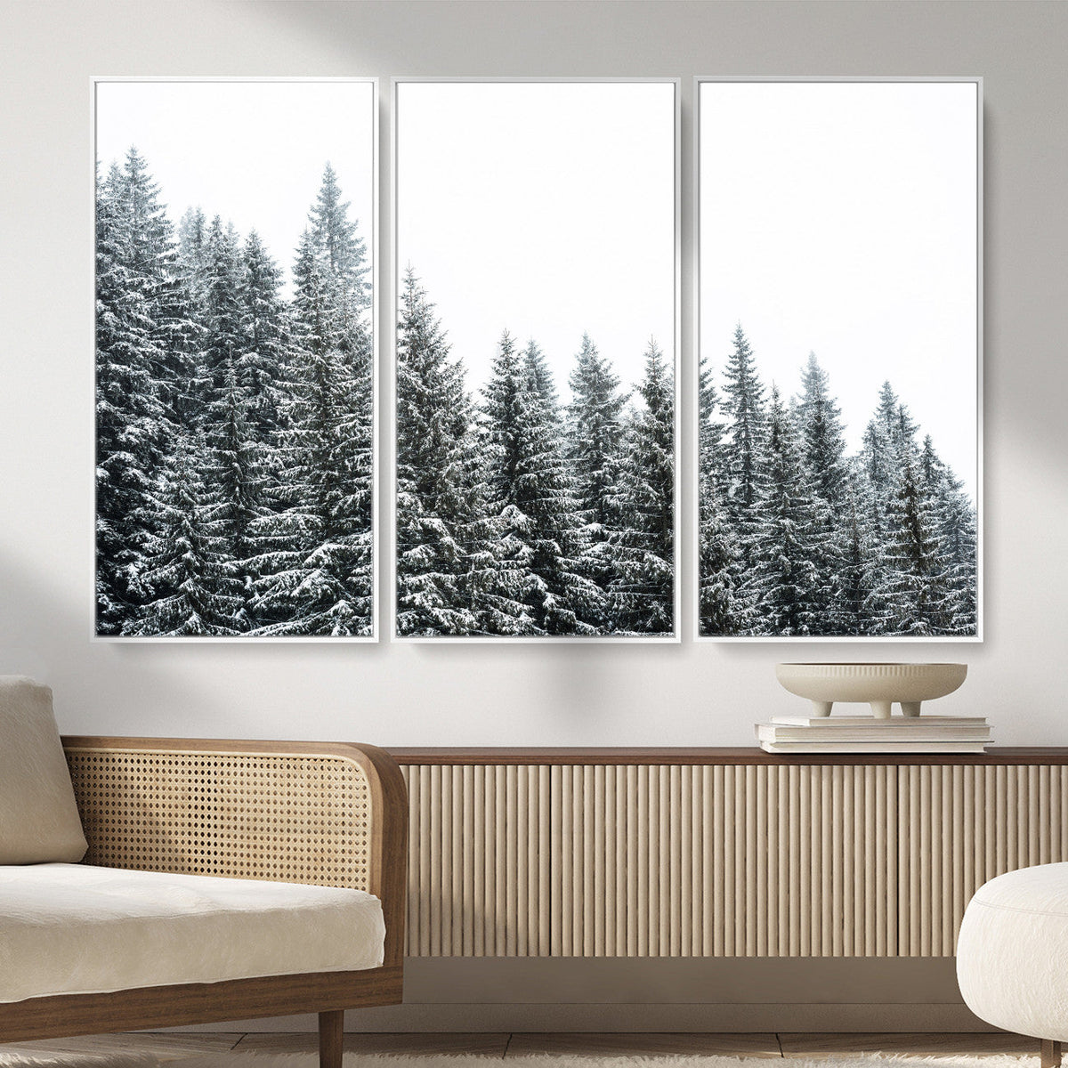 Misty Mountain Forest Canvas Print, Foggy Pine Trees Nature