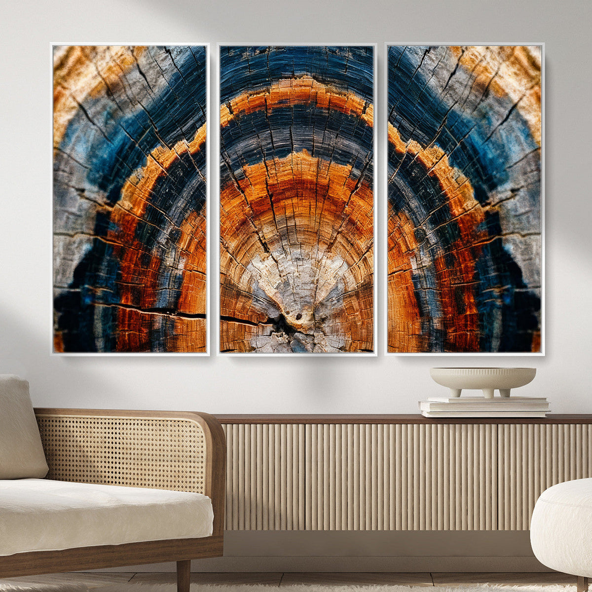 Abstract Wood Grain Canvas Print, Tree Ring Pattern Wall