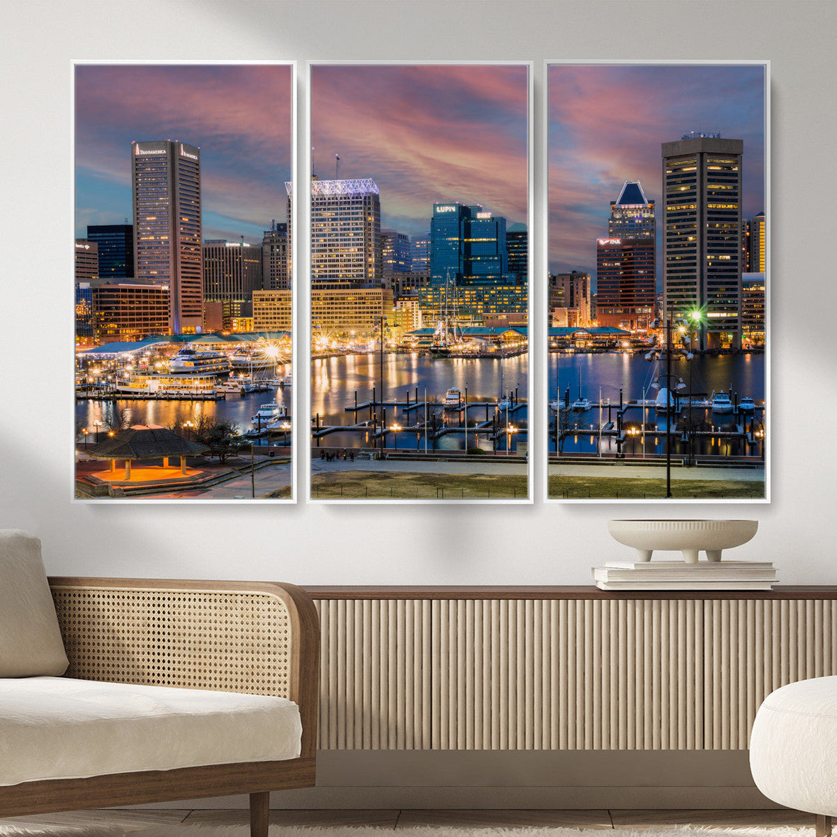Baltimore Skyline Wall Art Canvas Print, Baltimore Downtown
