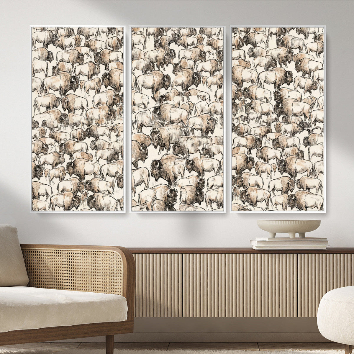 American Bison Canvas Print - Abstract Buffalo Wall Art