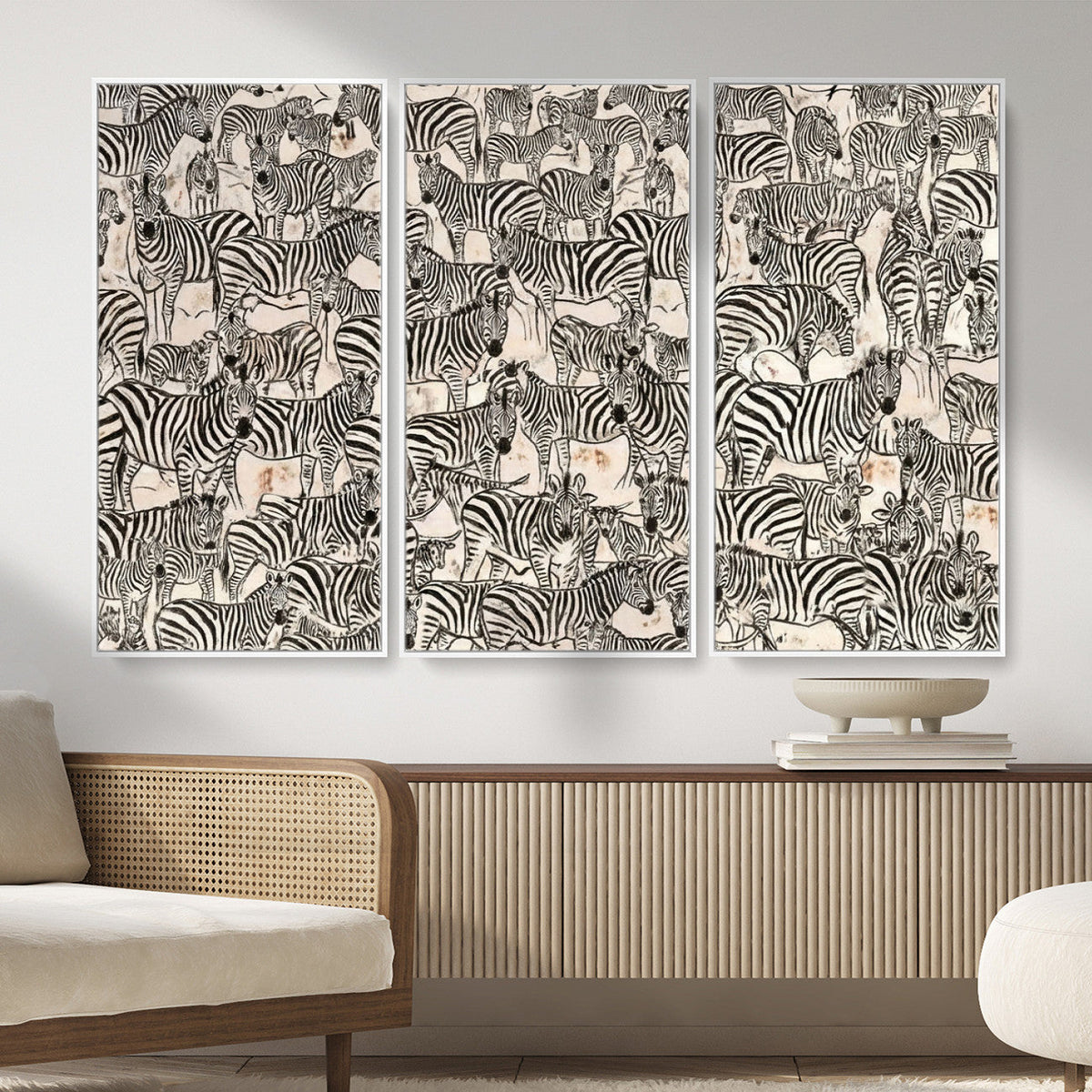 Abstract Zebra Wall Art Canvas Print for Farmhouse Decor