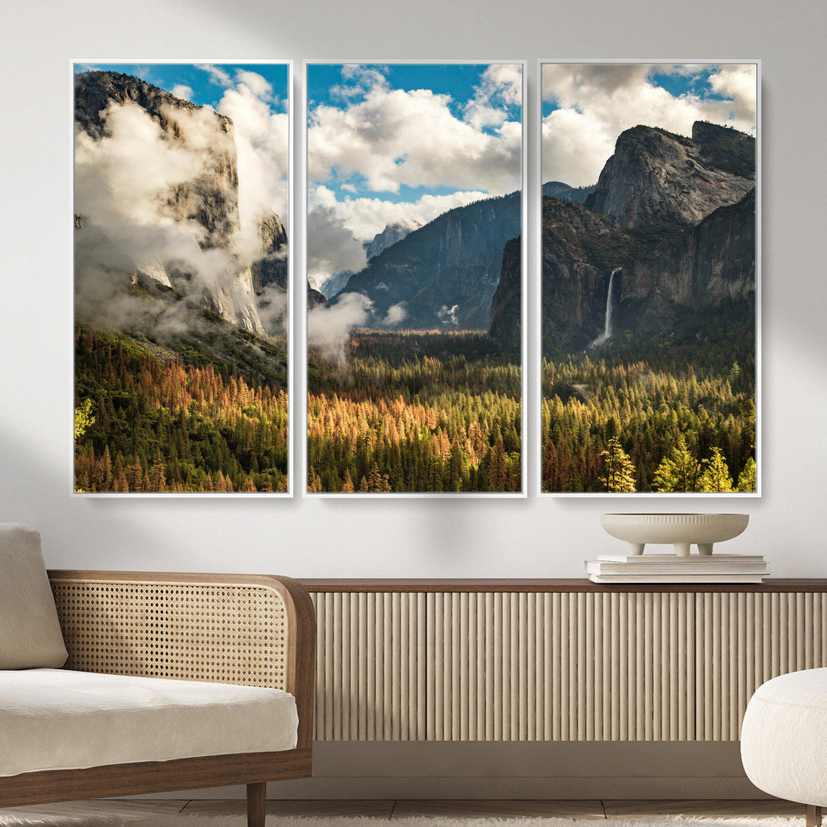 Yosemite Valley River Wall Art Canvas Print