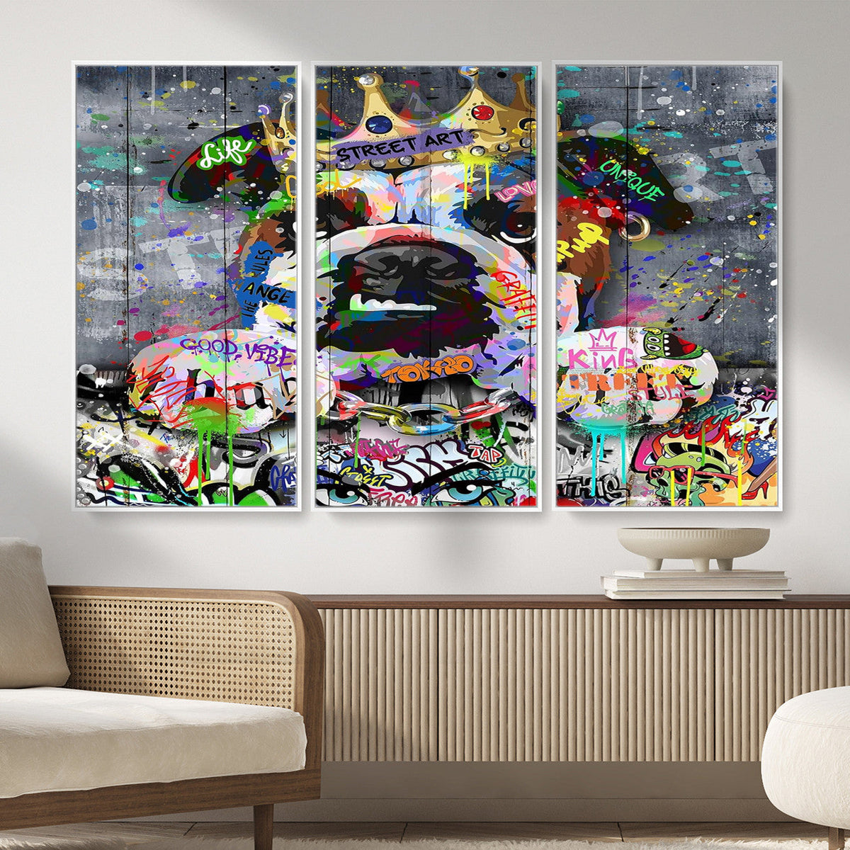 Graffiti Dog Wall Art Decor for Teen Bedroom - Abstract