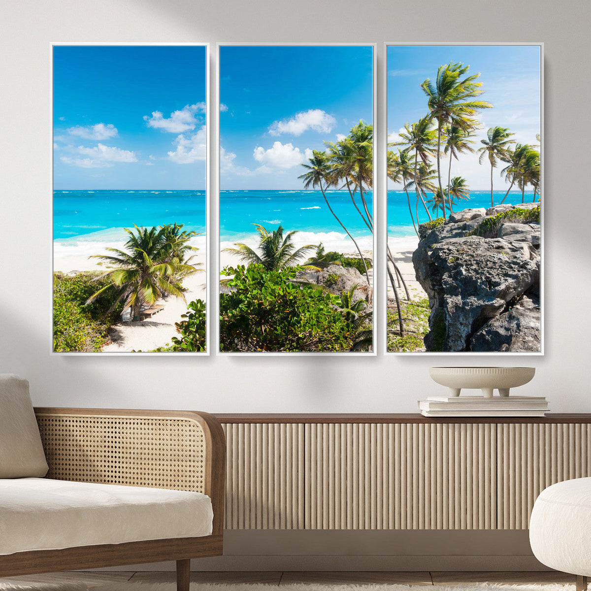 Tropical Beach Wall Art Canvas Print, Palm Tree Ocean