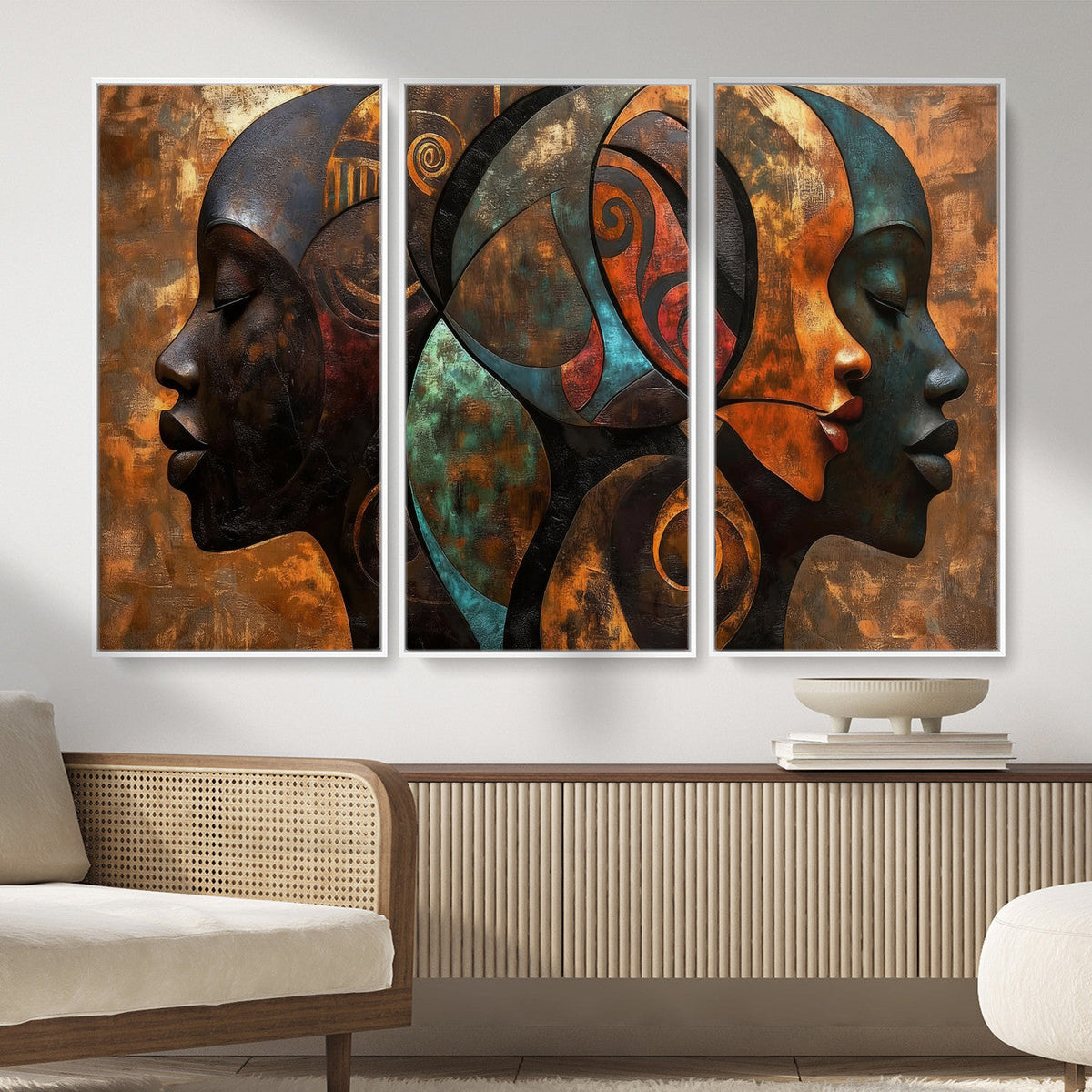 Abstract Afro American Women Wall Art Canvas Print