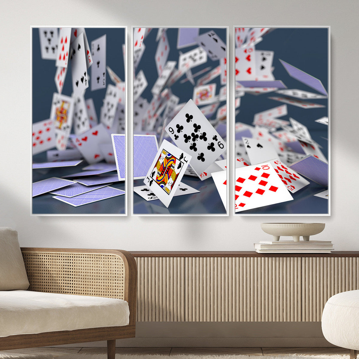 Playing Cards Canvas Wall Art | Casino Game Room Decor,