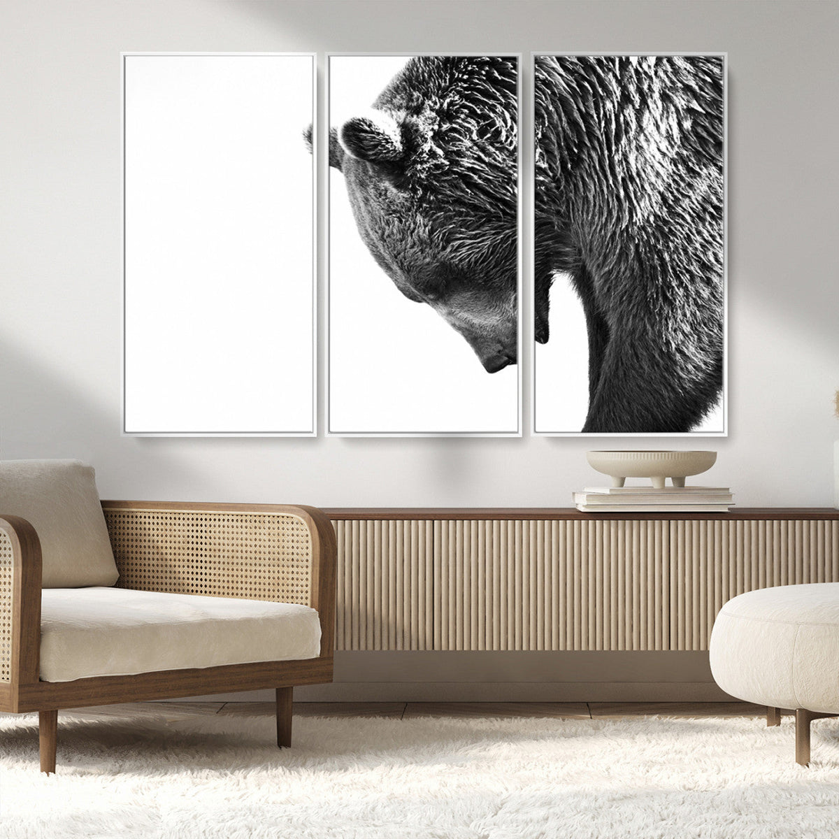 Black and White Grizzly 399 Bear Canvas Print Wall Art |