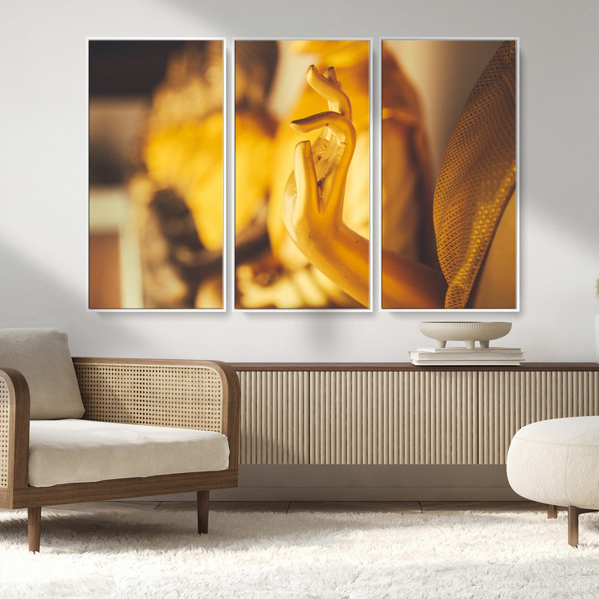 Gold Buddha Statue Hands Wall Art Canvas Print