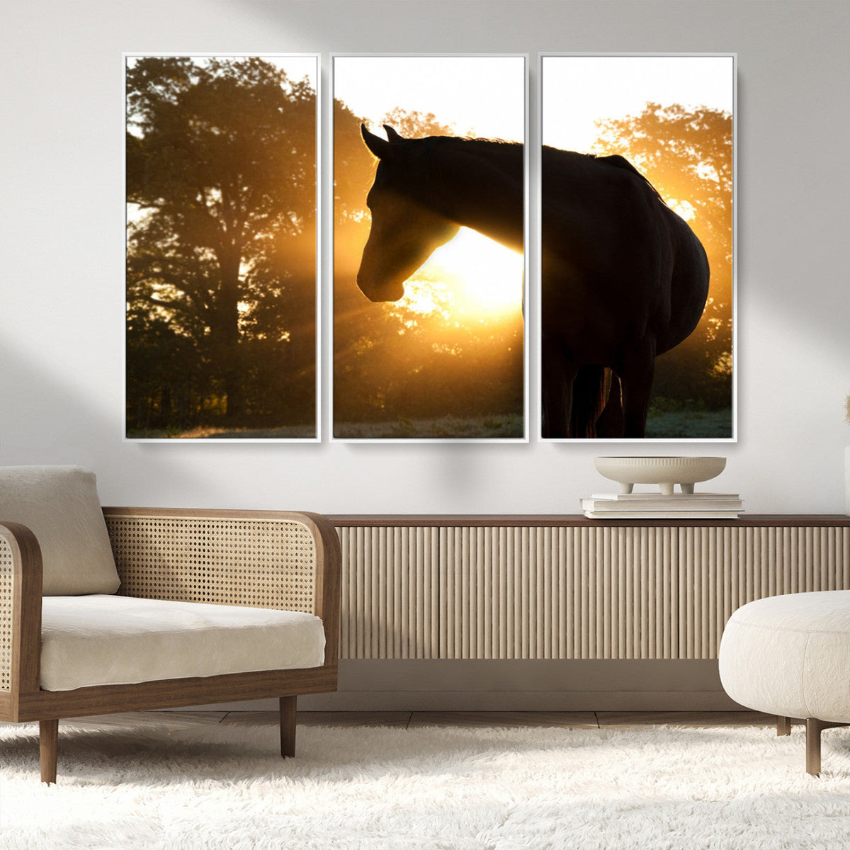 Horse at Sunset Wall Art Animal Canvas Print