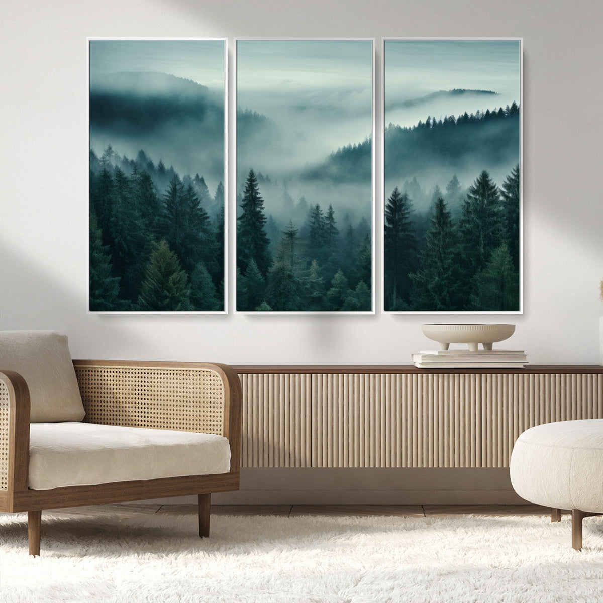 Captivating Misty Foggy Forest Wall Art Premium Canvas Print