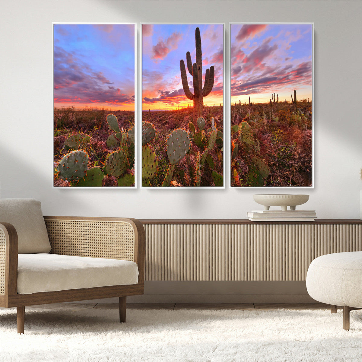 Arizona Desert Wall Art Canvas Print - Framed Deser Sunset