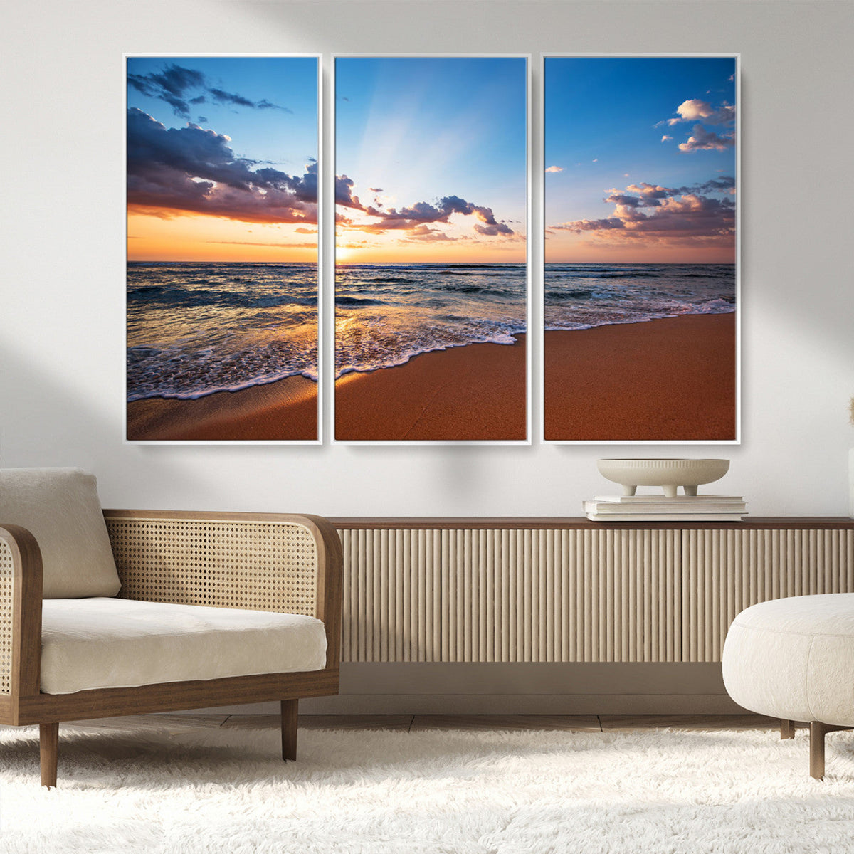 Golden Hour Beach Sunset Wall Art | Canvas Print | Ready to