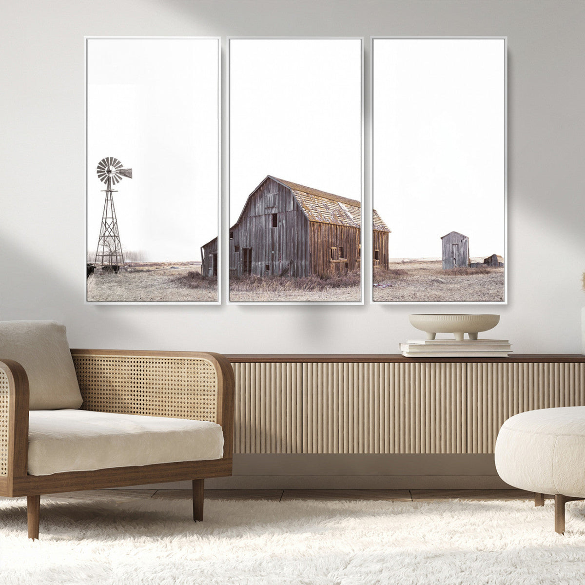 Set of 3 Rustic Farmhouse Wall Art Prints – Country Barn,