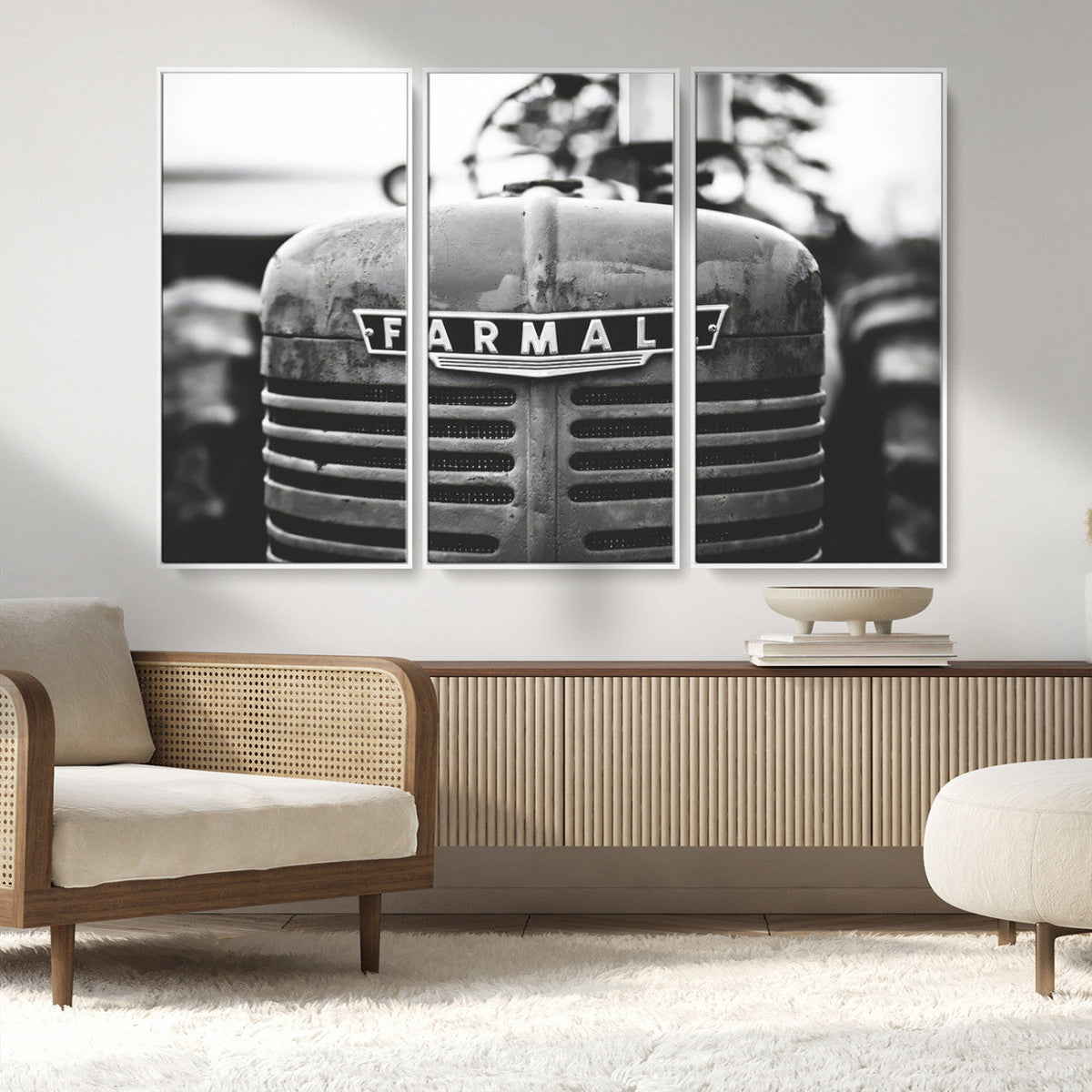 Vintage Farmall Tractor Wall Art Canvas Print, Rustic