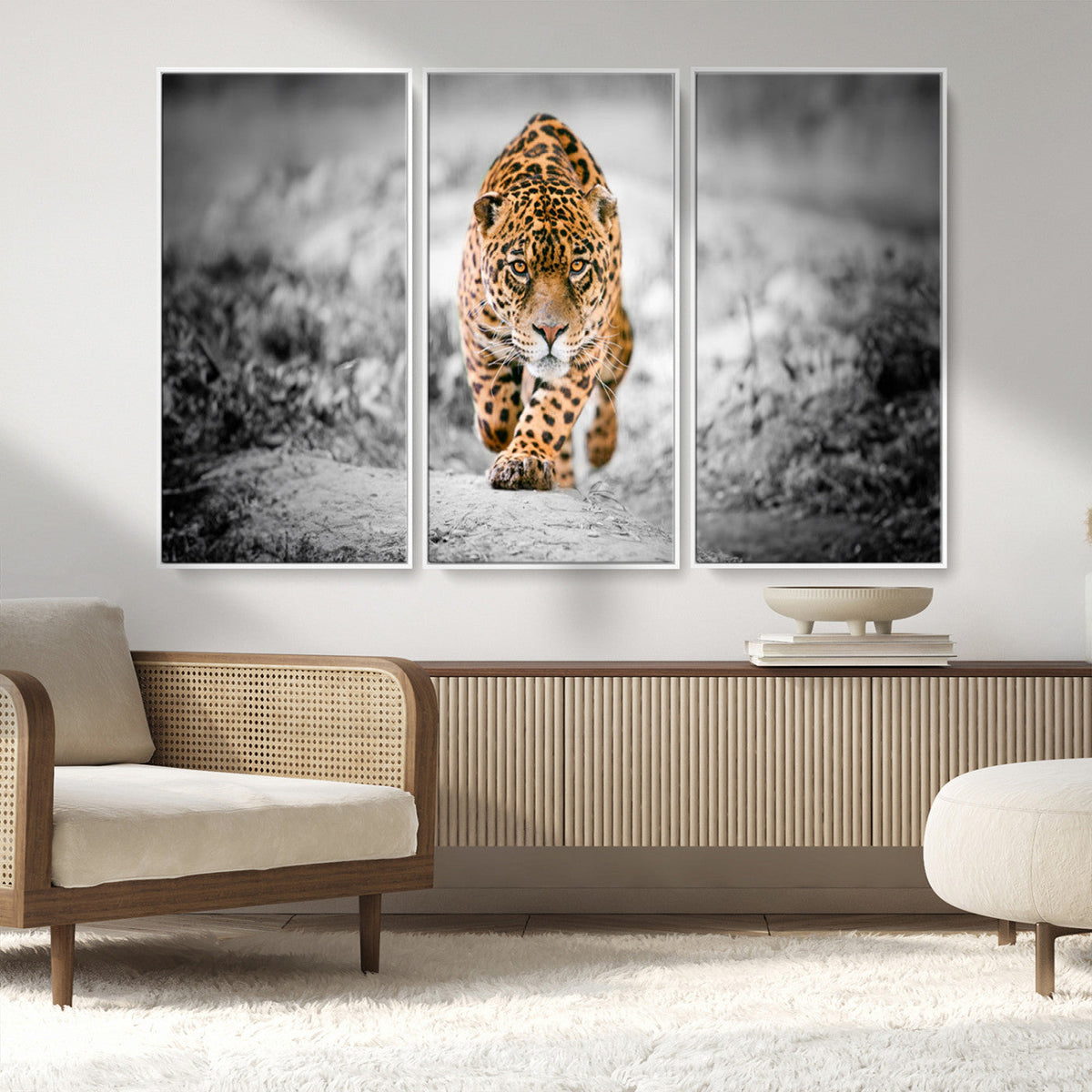 Jaguar Wall Art Canvas Print - Majestic Big Cat in Focused