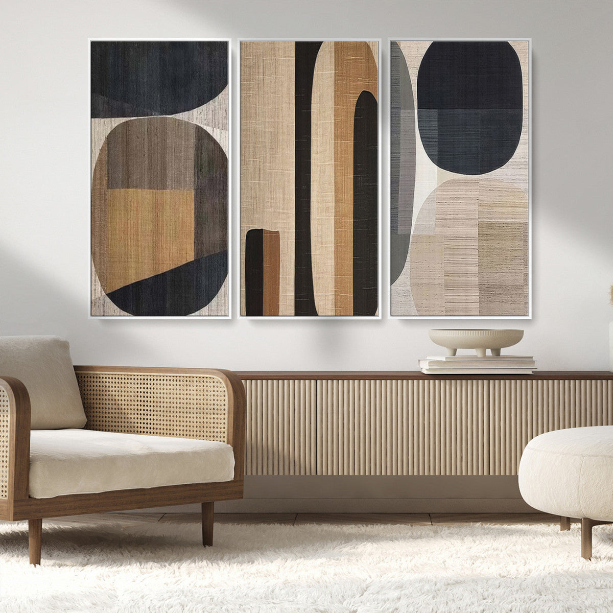 Abstract Minimalist Canvas Wall Art - Neutral Geometric