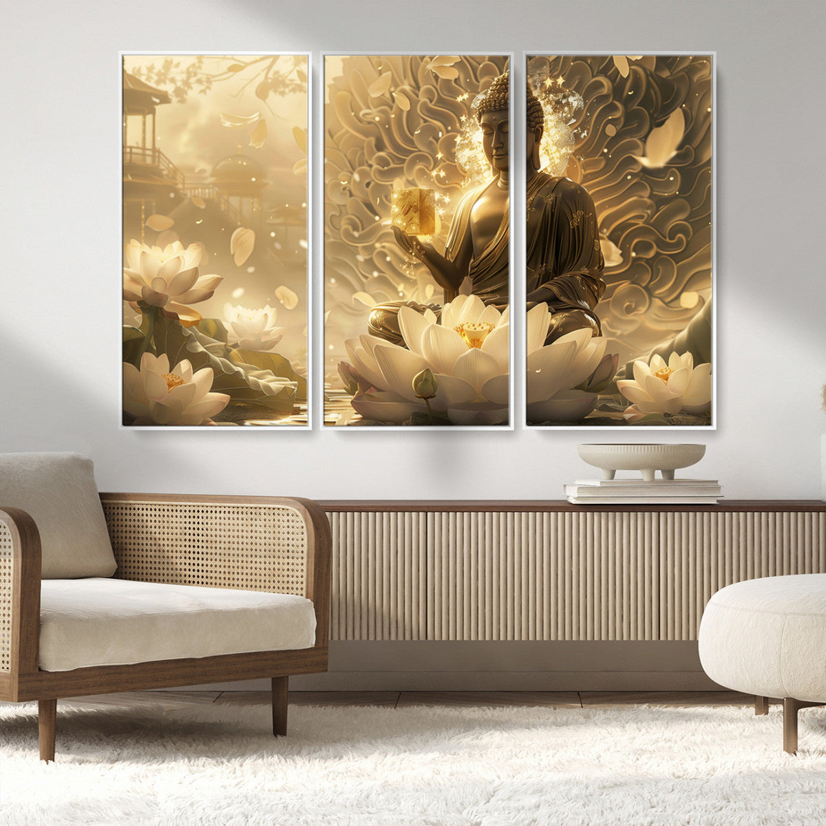 Golden Buddha Wall Art | Yoga Room Decor and Meditation Room