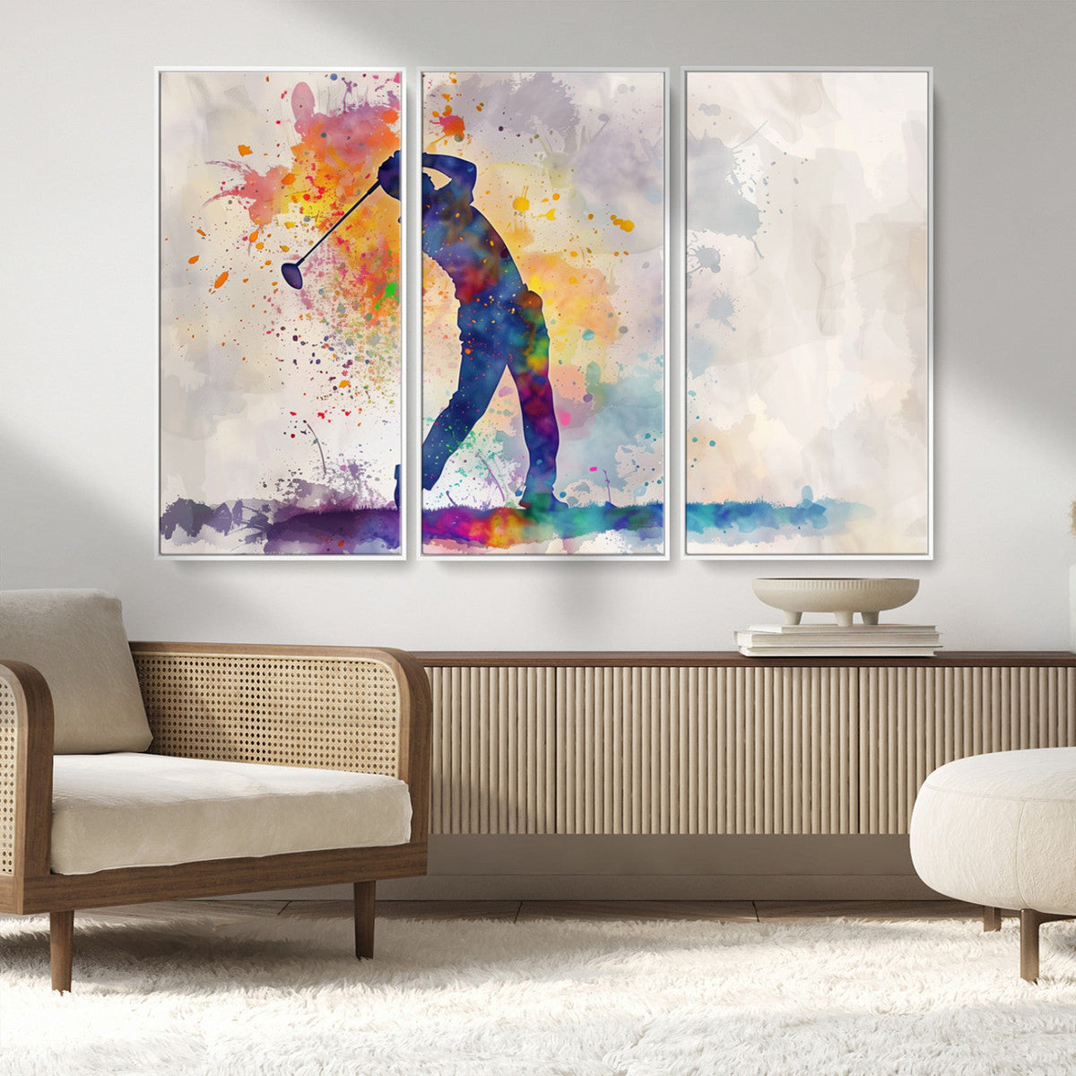 Watercolor Golf Swing Wall Art Canvas Print | Vibrant