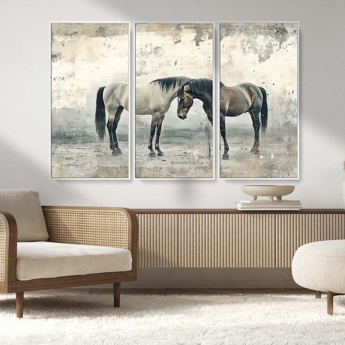 Chines Style Majestic Horses Wall Art | Ready to Hang and