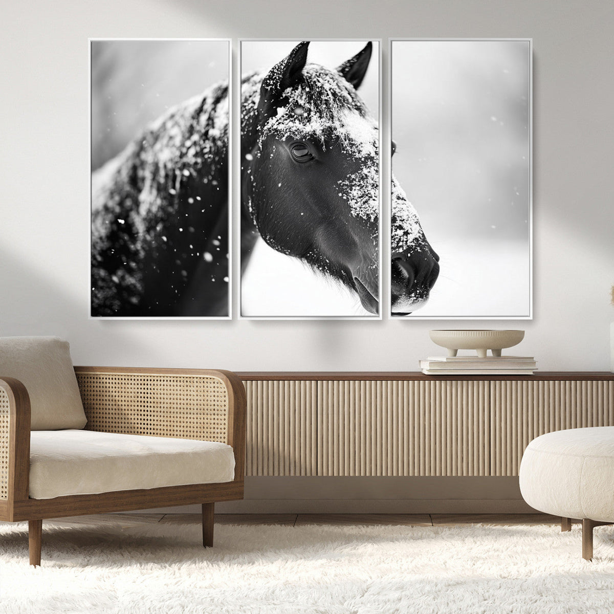 Horse Canvas Print - Winter Horse Snow Wall Art Canvas Print