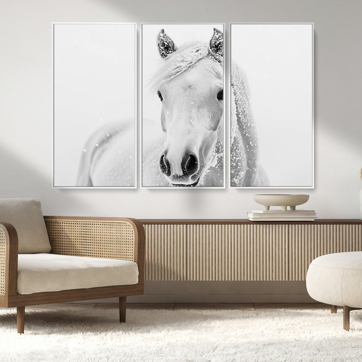 Majestic White Horse Wall Art | Ready to Hang and Framed |