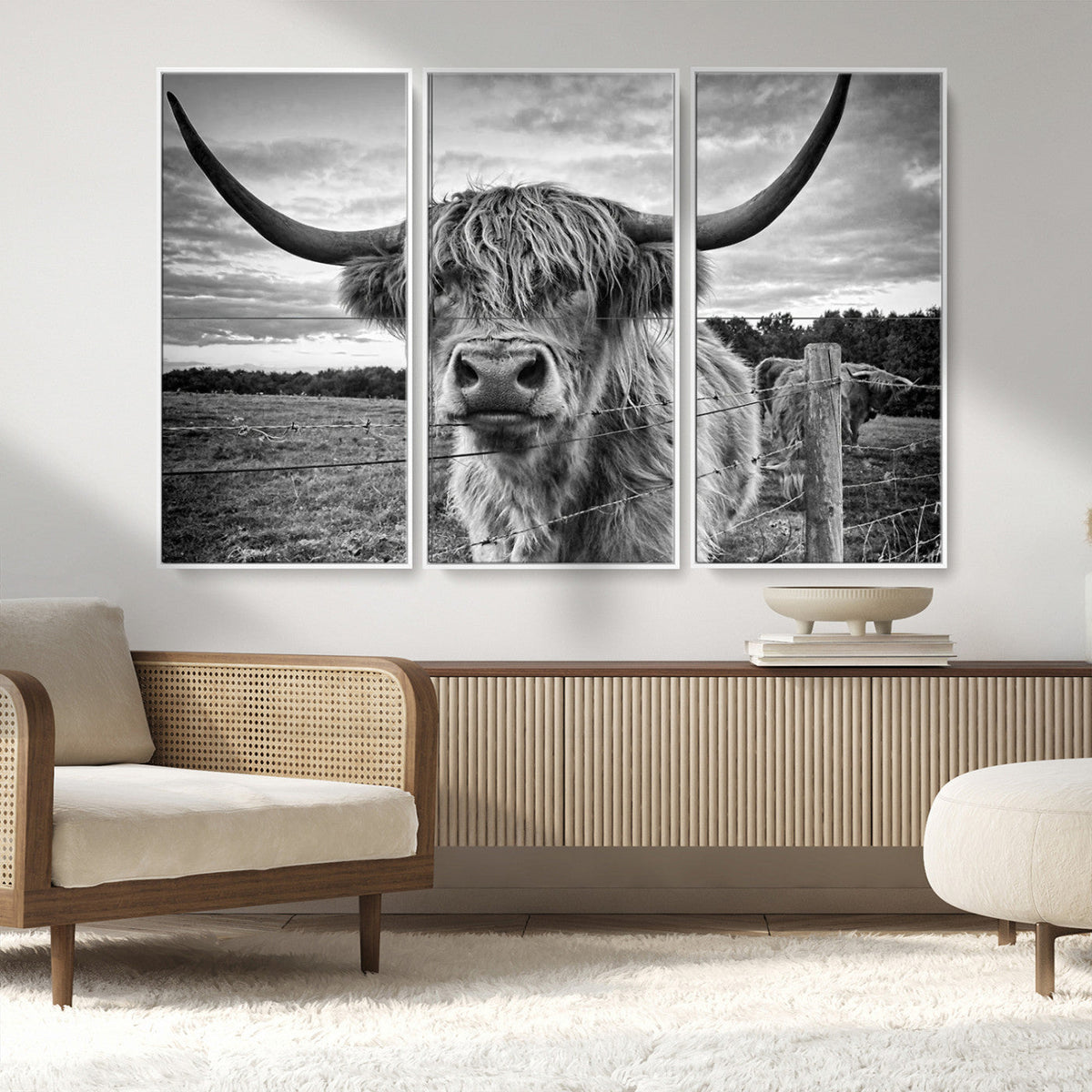 Scottish Highland Cow Wall Art Canvas Print | Ready to Hang