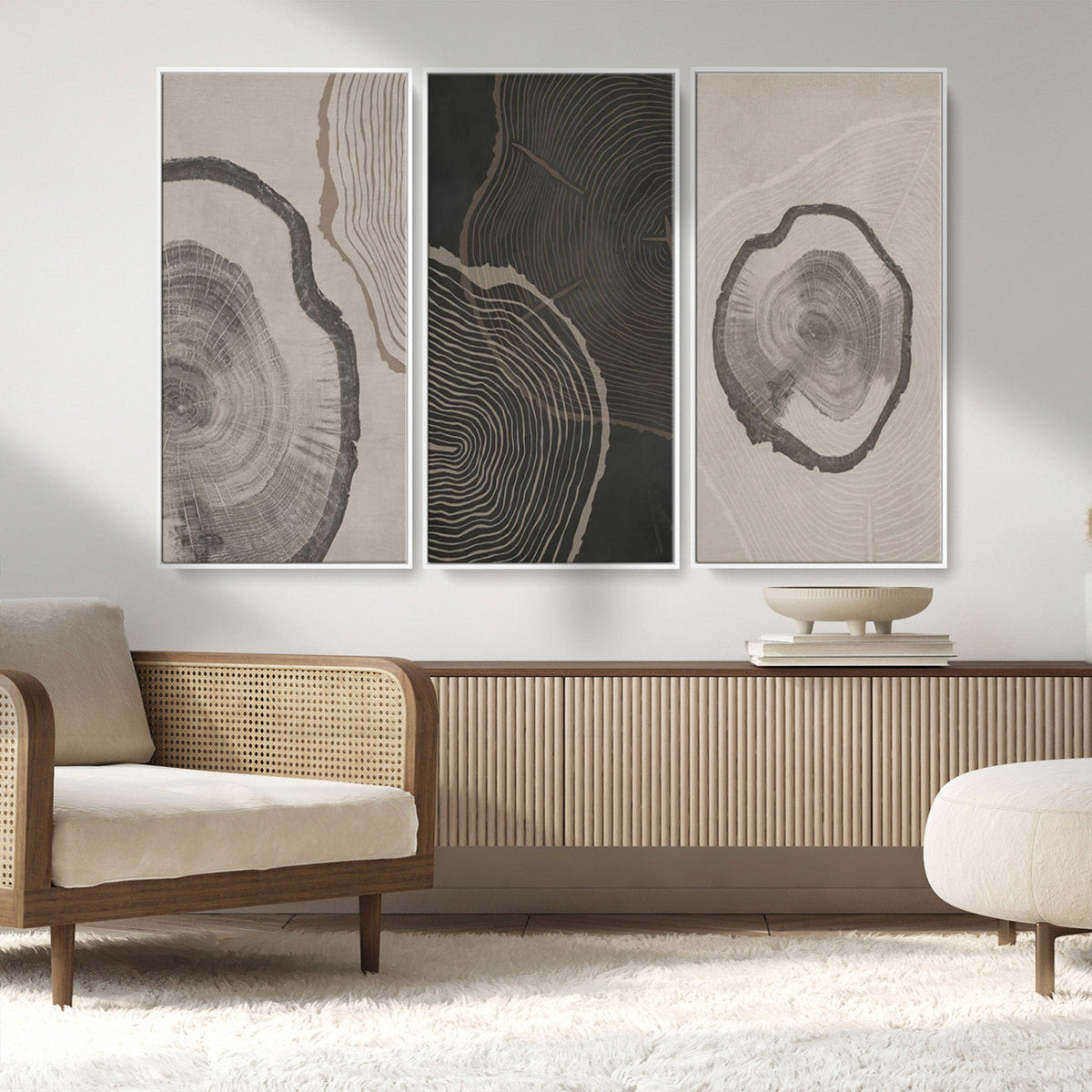 Minimalist Tree Rings Wall Art | Modern Abstract Canvas