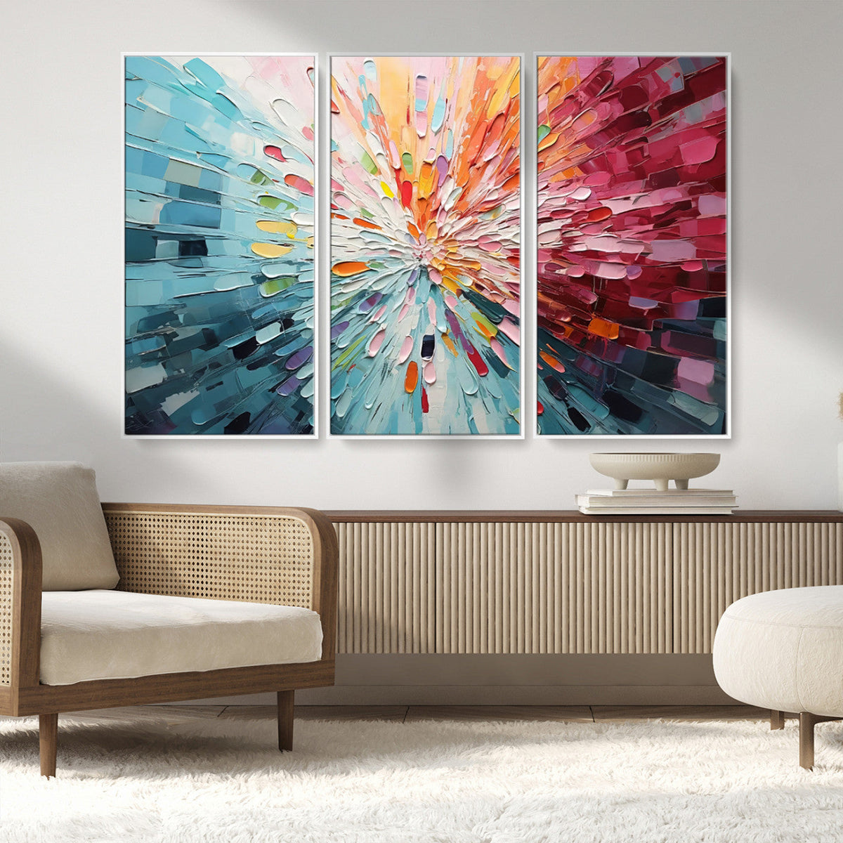 Radiant Bloom Abstract Floral Wall Art Canvas Print -