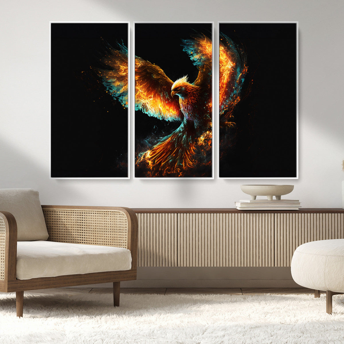 Fiery Phoenix Canvas Print | Ready to Hang Wall Art | Bold