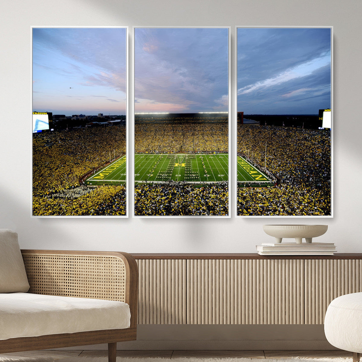 Michigan Stadium Wall Art Canvas Print, Vibrant Game Day