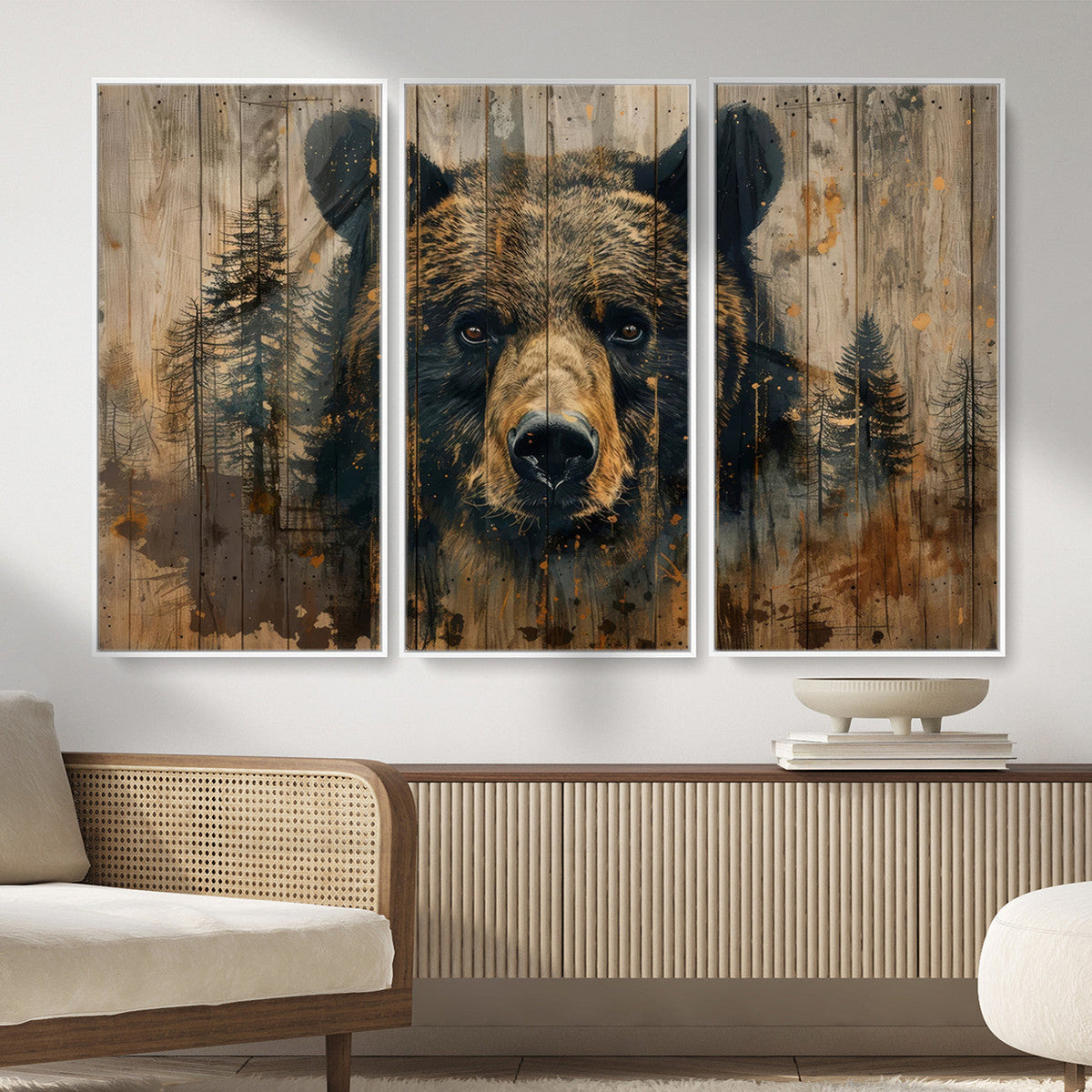 Abstract 399 Bear Wall Art | Rustic Cabin Wall Decor with